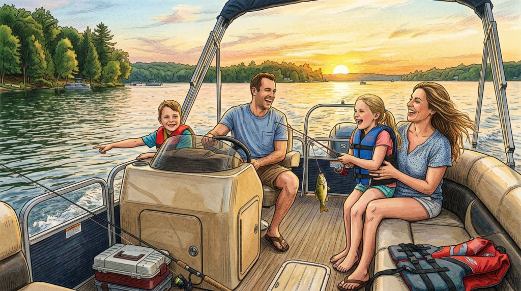 Family Fun on a pontoon boat